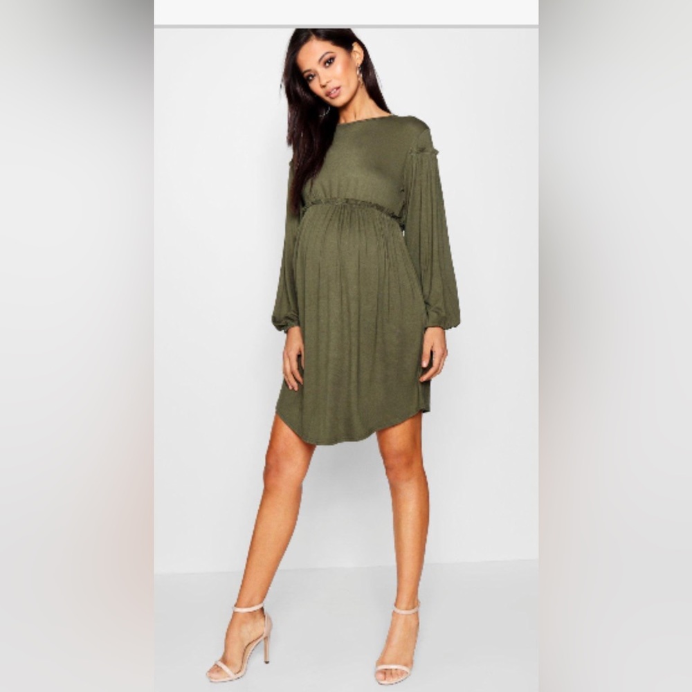 Maternity long sleeve smock dress